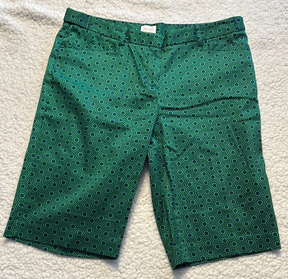 Laundry by Shelli Segal Navy & Green Hexagon Pattern Bermuda Shorts EUC - Size 6